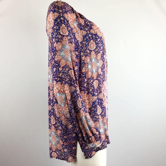 Lucky boho ethnic print long sleeves top NWOT - Picture 5 of 7